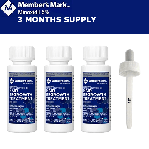 Member's Mark 5% Minoxidil Solution – 3 Month Supply + Dropper - MINOXIDIL SHOP