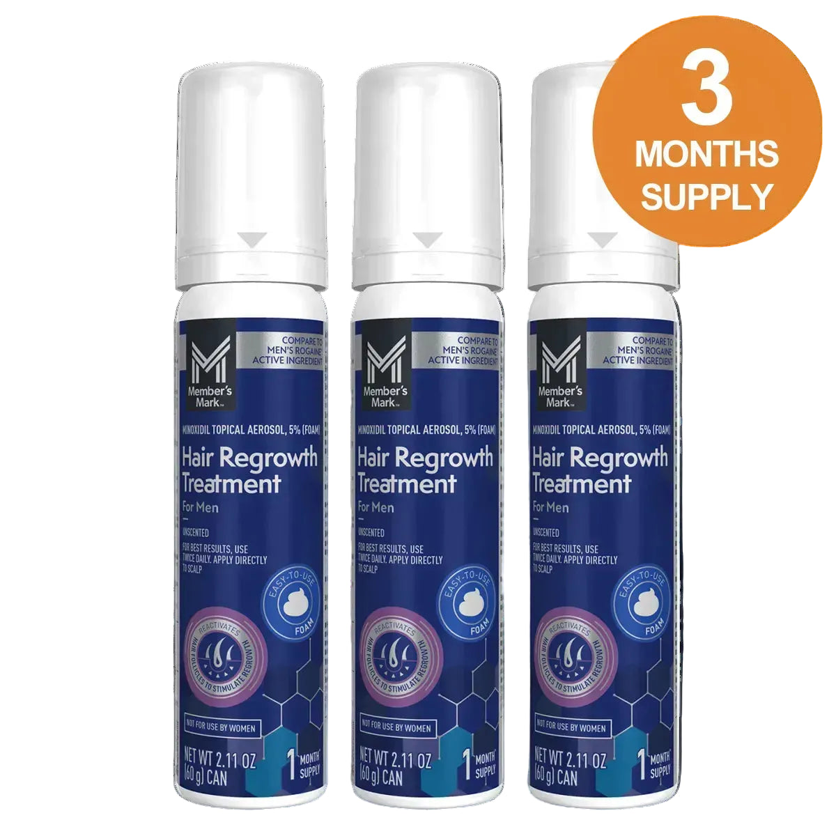 Members Mark Minoxidil Foam – Men’s Hair Regrowth, 3 Month